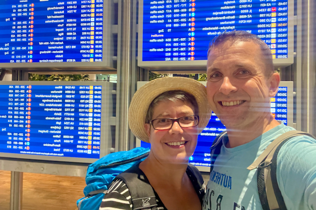 Start unserer Auszeit am Flughafen Frankfurt. Erstes Ziel: Australien