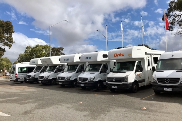 Camper bei der Abholstation in Perth