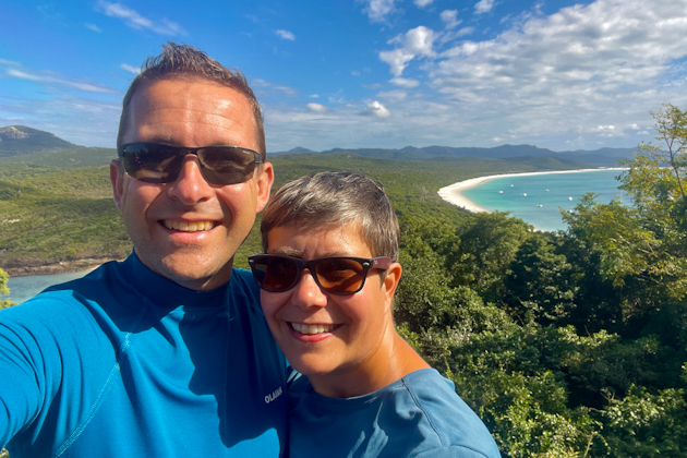 Südlicher Aussichtspunkt auf den Whitehaven Beach auf den Whitsundays, Australien 
