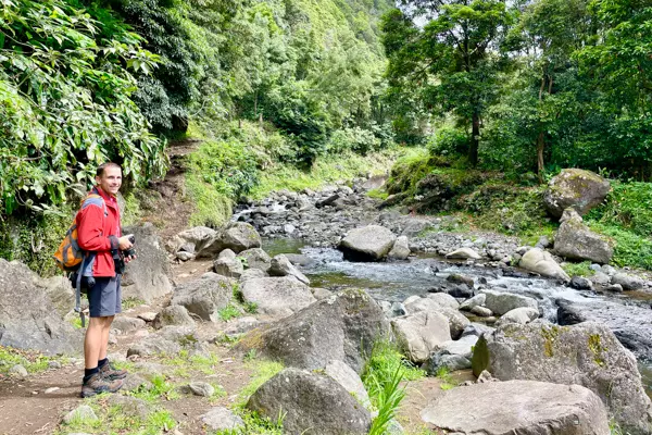 Mark beim Wandern zum Salto do Prego