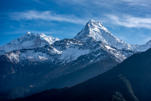 Blick vom Poon Hill aufs Annapurna Gebirge bei Sonnenaufgang, Nepal